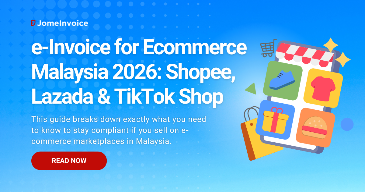 Malaysian ecommerce seller reviewing Shopee e-invoice on laptop with LHDN MyInvois compliance guide